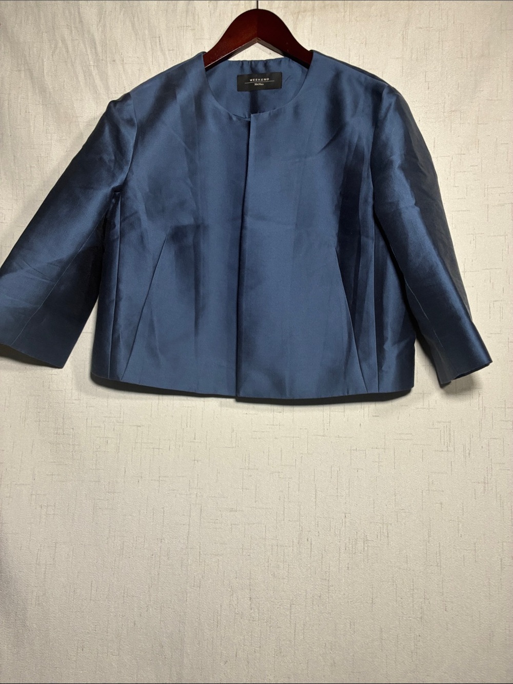 St. John Collection Navy Collarless Crop Jacket